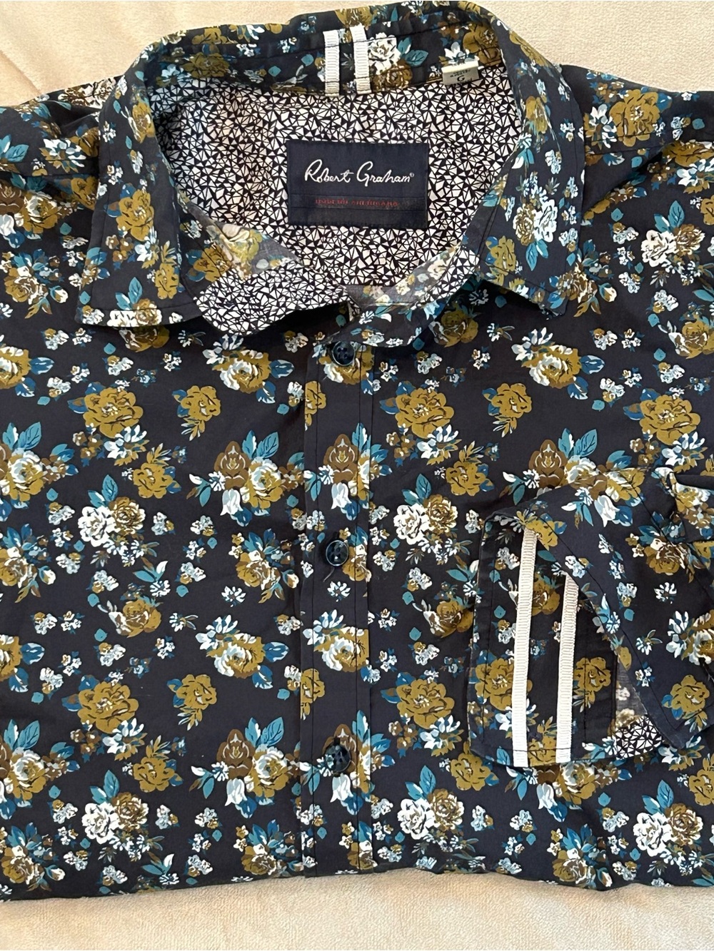 Robert Graham Floral Stretch Button‑Front Shirt Size L